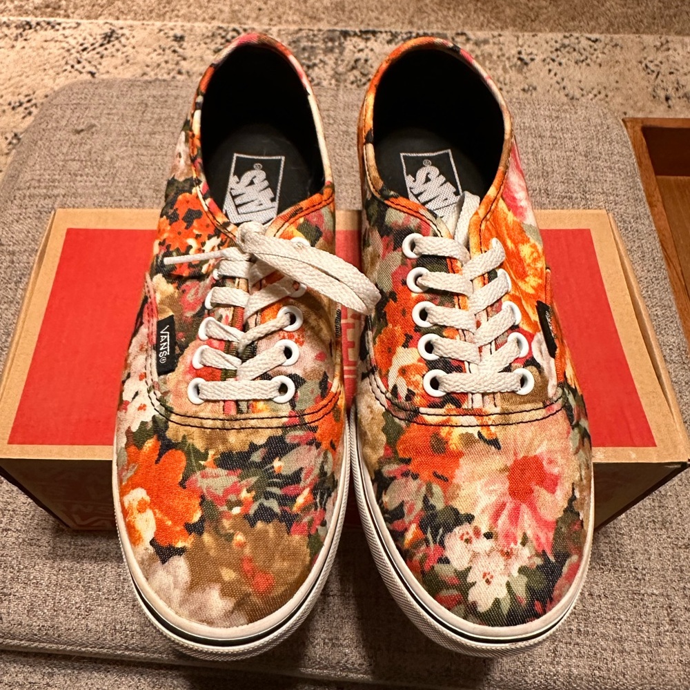 Vans Orange and Brown Floral Sneakers